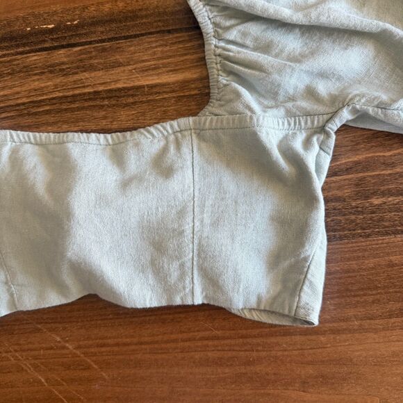 NWT Abercrombie & Fitch Green Linen Tie Front Crop Top Women's Small - Picture 11 of 16